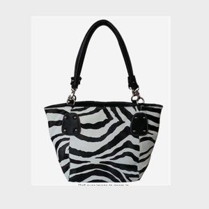 FASH Vicky Large Zebra Print Faux Leather Tote Handbag